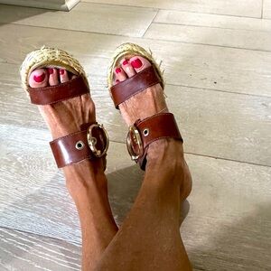 ANTONIO MELANI size 8 leather Wedge Heels